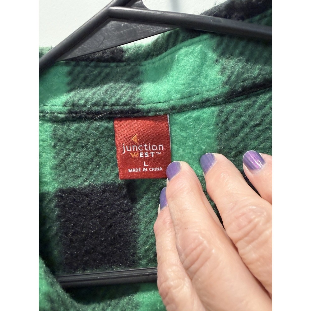 Junction West‎ Buffalo Plaid Flannel Shirt Women's L Green Black Shackleton Cozy - Picture 2 of 3